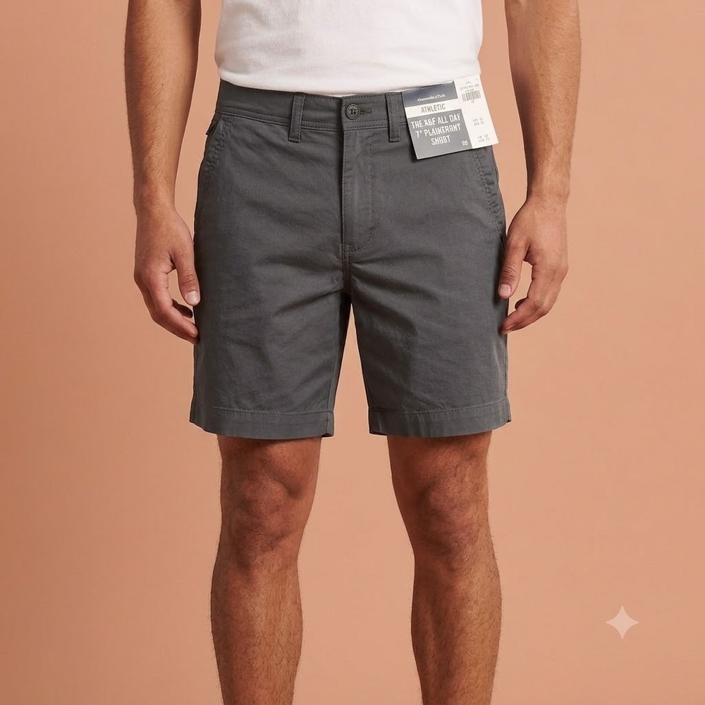 Abercrombie & Fitch The A&F All Day‎ 7" Plainfront Short Mens 28 Black NWT